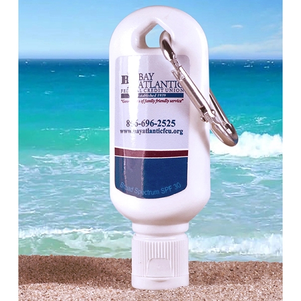 White flip top bottle with 1.0 oz. SPF 30 sunscreen with... from ASI 62660 Innovation Line