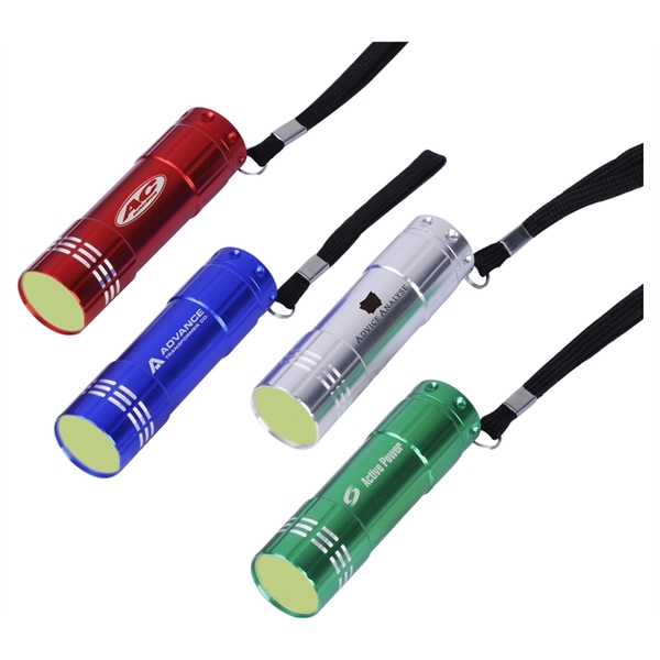 Super bright COB LED aluminum flashlight with wrist strap and laser... from ASI 37218 Athena Promo (tm)