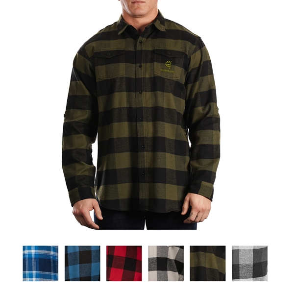 Men's plaid flannel shirt with two chest pockets, button pocket flaps,... from ASI 61125 Hit Promotional Products