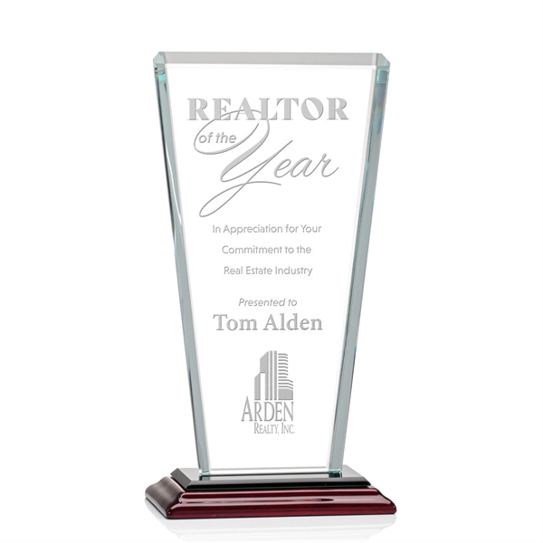 Our extraordinary beveled Starfire angular award is combined with Rosewood Albion™... from ASI 84592 St Regis Group / St Regis