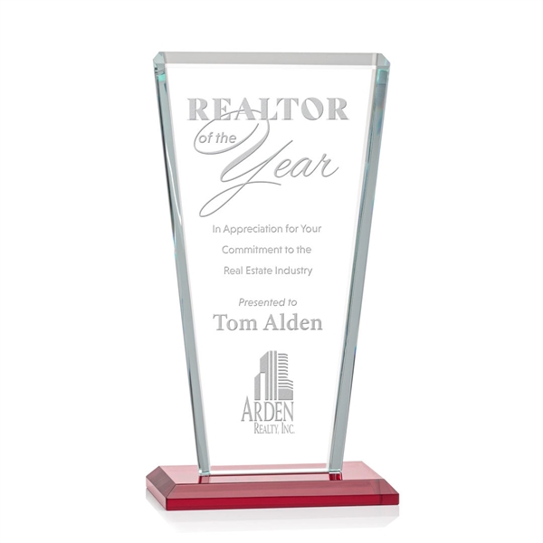 Our extraordinary beveled Starfire angular award is combined with ruby optical... from ASI 84592 St Regis Group / St Regis