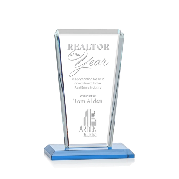 Our extraordinary beveled Starfire angular award is combined with sky blue... from ASI 84592 St Regis Group / St Regis