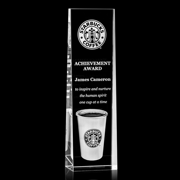 This tall optical crystal tower award wedges up from the bottom... from ASI 84592 St Regis Group / St Regis