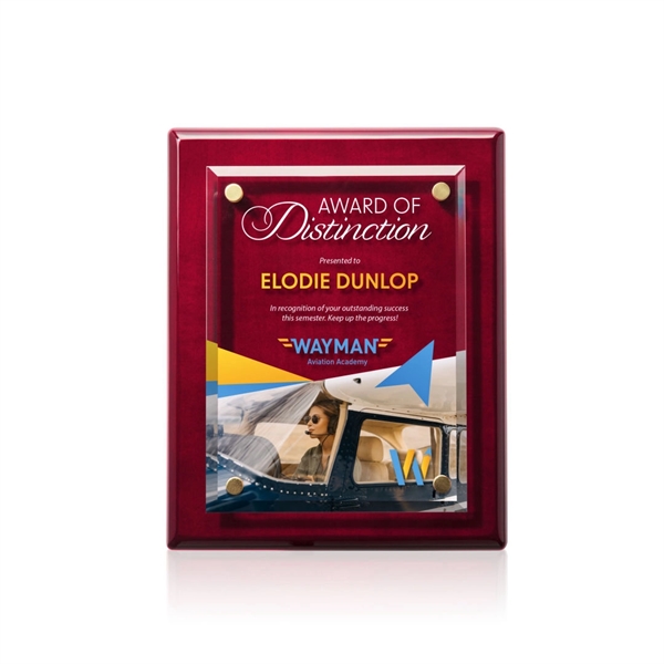 Starfire crystal plaque on highly polished rosewood piano finished backing.... from ASI 84592 St Regis Group / St Regis