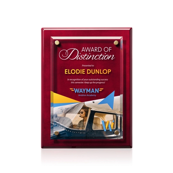 Starfire crystal plaque on highly polished rosewood piano finished backing.... from ASI 84592 St Regis Group / St Regis