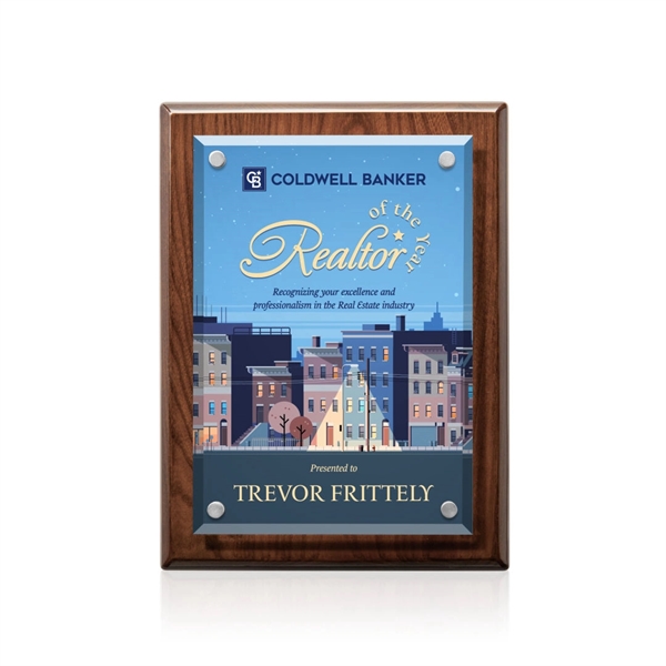 Starfire Crystal elegantly mounted on a highly polished Walnut Finished backing.... from ASI 84592 St Regis Group / St Regis