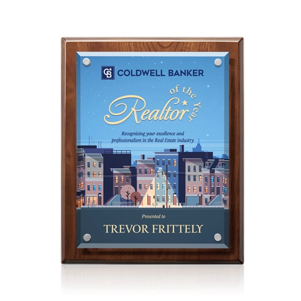 Starfire Crystal elegantly mounted on a highly polished Walnut Finished backing.... from ASI 84592 St Regis Group / St Regis