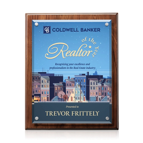 Starfire Crystal elegantly mounted on a highly polished Walnut Finished backing.... from ASI 84592 St Regis Group / St Regis