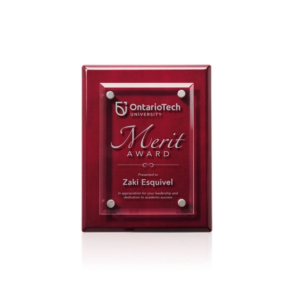 Starfire crystal plaque on highly polished rosewood piano finished backing.... from ASI 84592 St Regis Group / St Regis