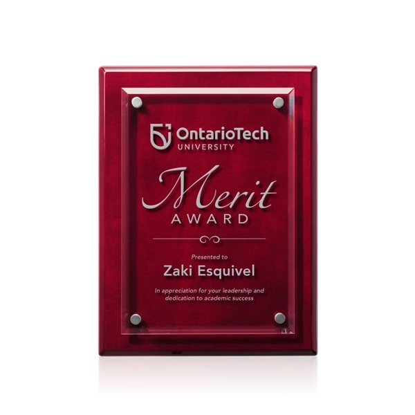 Starfire crystal plaque on highly polished rosewood piano finished backing.... from ASI 84592 St Regis Group / St Regis