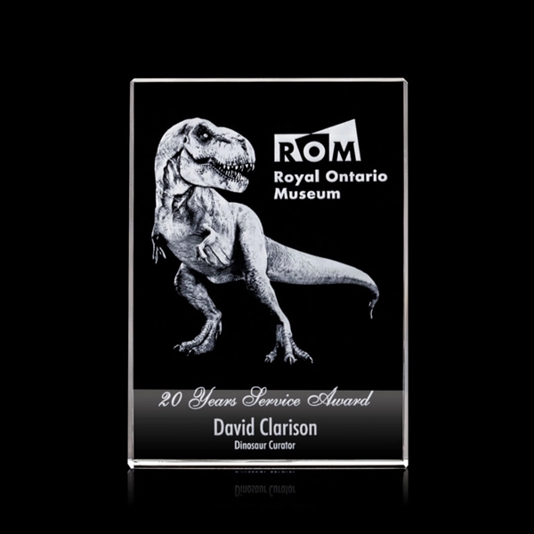 Monumental optical crystal award with a unique curved side that narrows... from ASI 84592 St Regis Group / St Regis