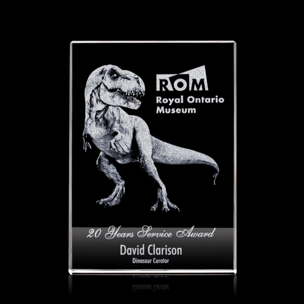 Monumental optical crystal award with a unique curved side that narrows... from ASI 84592 St Regis Group / St Regis