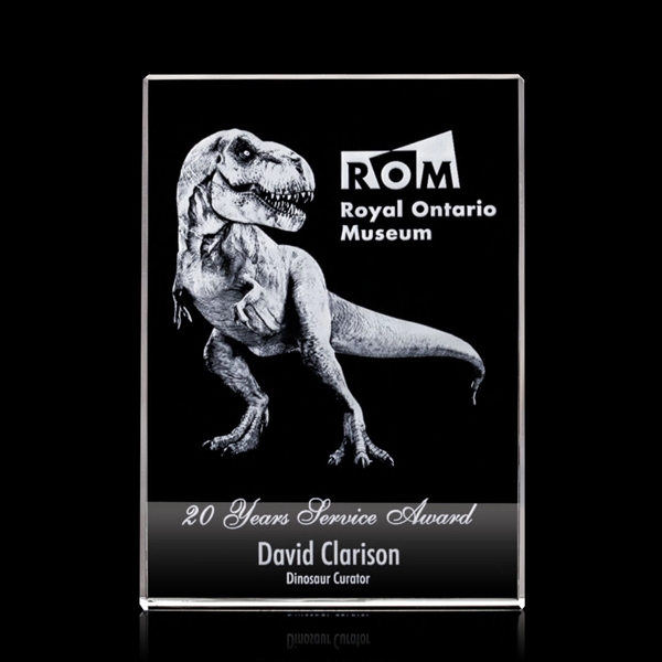 Monumental optical crystal award with a unique curved side that narrows... from ASI 84592 St Regis Group / St Regis