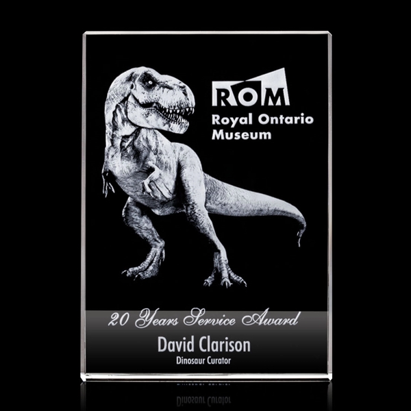 Monumental optical crystal award with a unique curved side that narrows... from ASI 84592 St Regis Group / St Regis