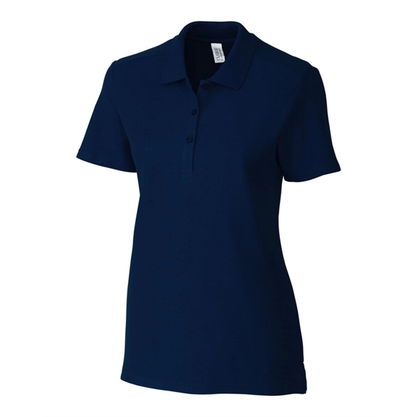 Women's polo with short sleeves, rib-knit collar, three-button placket, forward shoulders,... from ASI 47965 Cutter & Buck