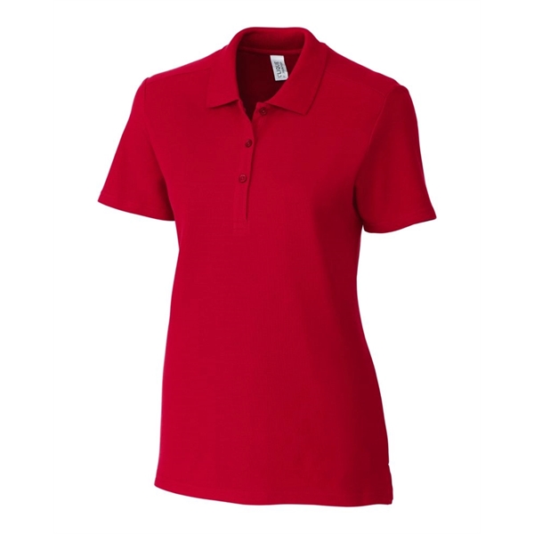 Women's polo with short sleeves, rib-knit collar, three-button placket, forward shoulders,... from ASI 47965 Cutter & Buck