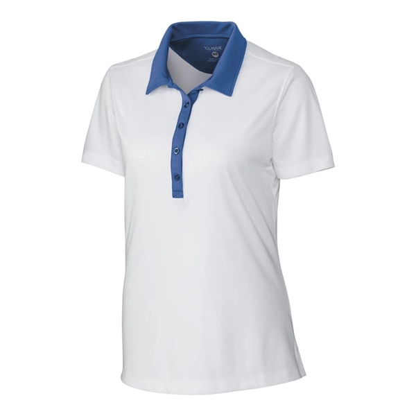 Women's polo with short sleeves, self-fabric collar, three-button placket, and open... from ASI 47965 Cutter & Buck