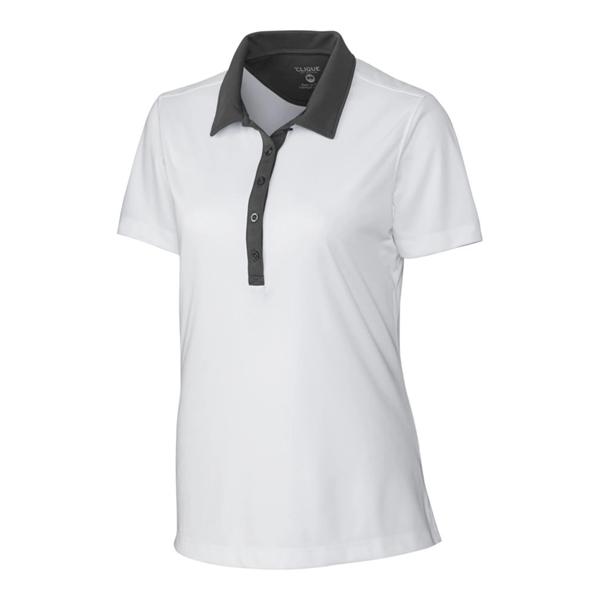 Women's polo with short sleeves, self-fabric collar, three-button placket, and open... from ASI 47965 Cutter & Buck