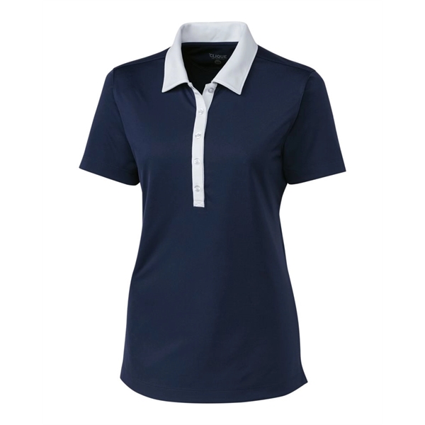 Women's polo with short sleeves, self-fabric collar, three-button placket, and open... from ASI 47965 Cutter & Buck