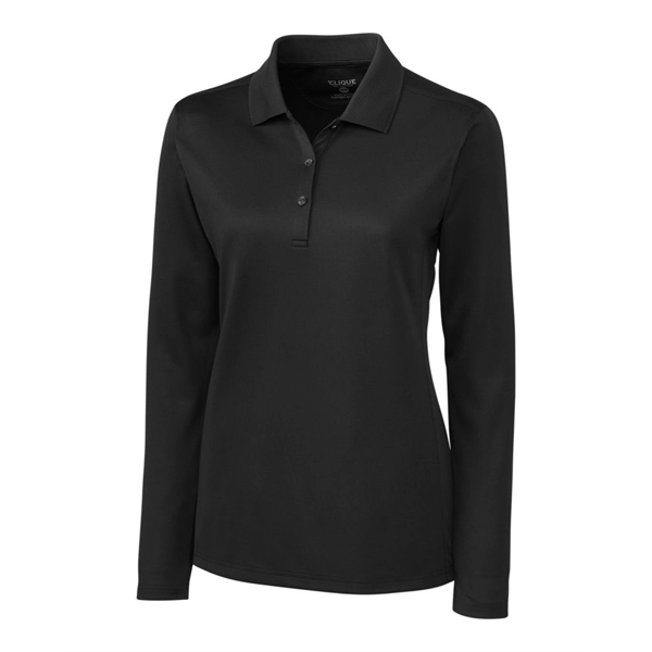 Women's polo with long sleeves, moisture-wicking performance, rib-knit collar, and three-button... from ASI 47965 Cutter & Buck