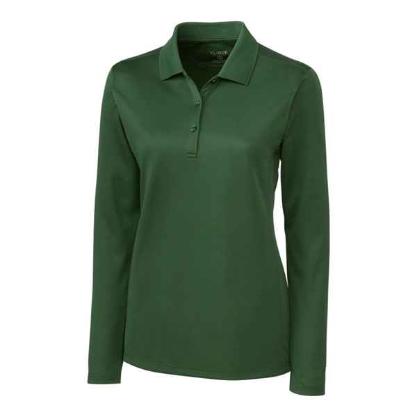 Women's polo with long sleeves, moisture-wicking performance, rib-knit collar, and three-button... from ASI 47965 Cutter & Buck