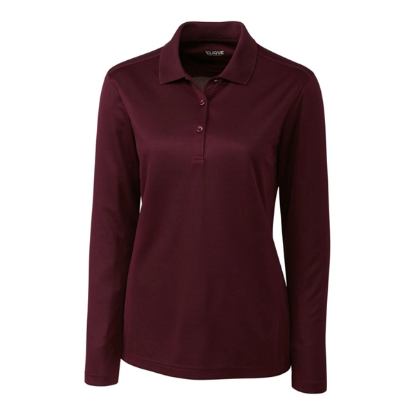 Women's polo with long sleeves, moisture-wicking performance, rib-knit collar, and three-button... from ASI 47965 Cutter & Buck