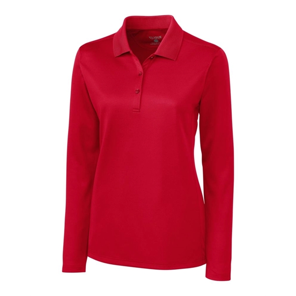 Women's polo with long sleeves, moisture-wicking performance, rib-knit collar, and three-button... from ASI 47965 Cutter & Buck