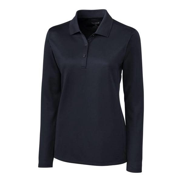 Women's polo with long sleeves, moisture-wicking performance, rib-knit collar, and three-button... from ASI 47965 Cutter & Buck