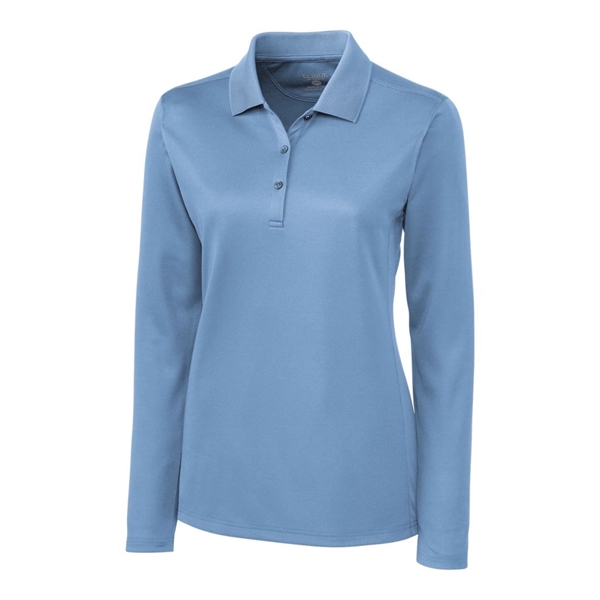 Women's polo with long sleeves, moisture-wicking performance, rib-knit collar, and three-button... from ASI 47965 Cutter & Buck