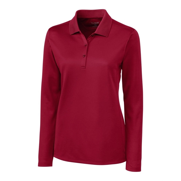 Women's polo with long sleeves, moisture-wicking performance, rib-knit collar, and three-button... from ASI 47965 Cutter & Buck