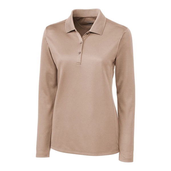 Women's polo with long sleeves, moisture-wicking performance, rib-knit collar, and three-button... from ASI 47965 Cutter & Buck
