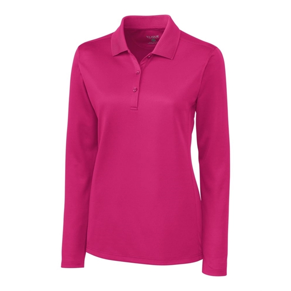 Women's polo with long sleeves, moisture-wicking performance, rib-knit collar, and three-button... from ASI 47965 Cutter & Buck