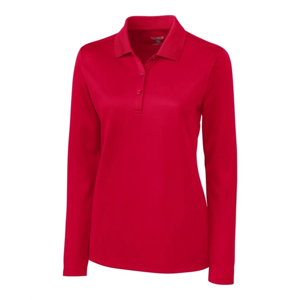 Women's polo with long sleeves, moisture-wicking performance, rib-knit collar, and three-button... from ASI 47965 Cutter & Buck