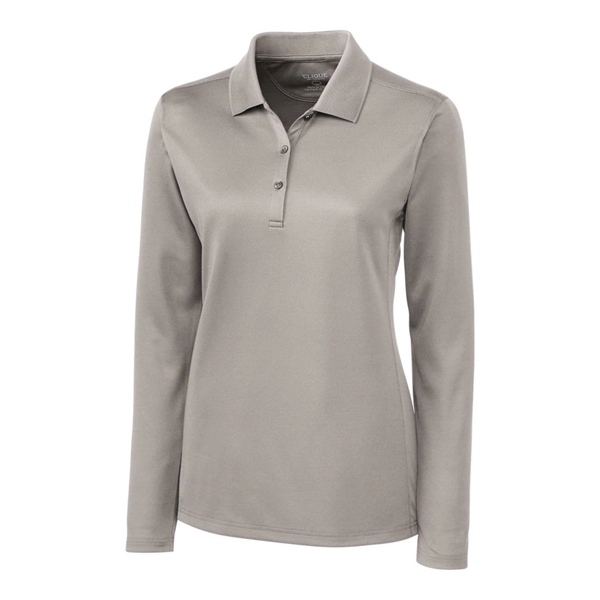 Women's polo with long sleeves, moisture-wicking performance, rib-knit collar, and three-button... from ASI 47965 Cutter & Buck
