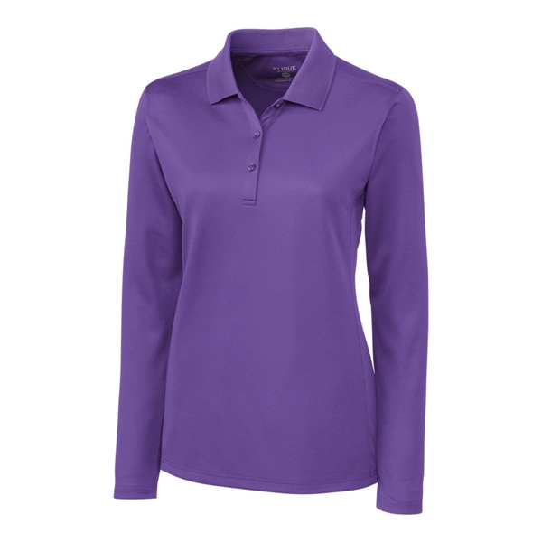 Women's polo with long sleeves, moisture-wicking performance, rib-knit collar, and three-button... from ASI 47965 Cutter & Buck
