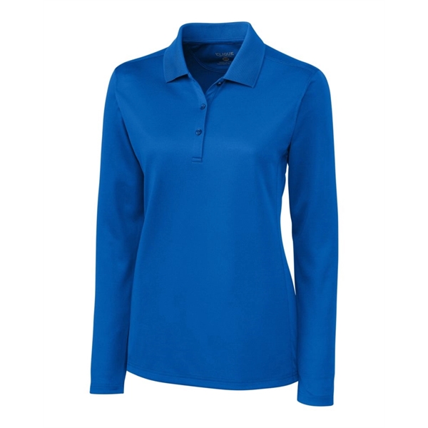 Women's polo with long sleeves, moisture-wicking performance, rib-knit collar, and three-button... from ASI 47965 Cutter & Buck