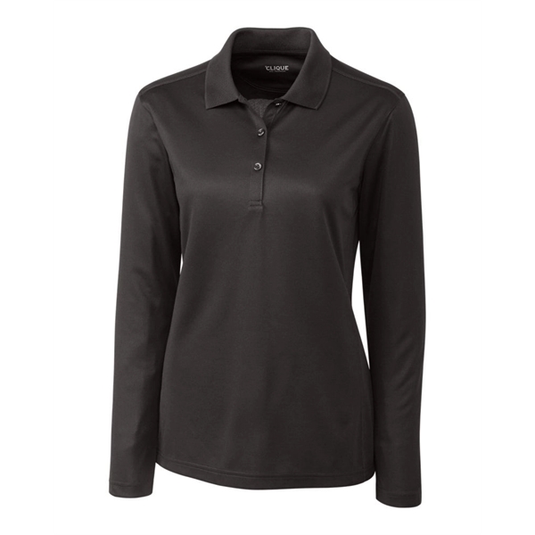 Women's polo with long sleeves, moisture-wicking performance, rib-knit collar, and three-button... from ASI 47965 Cutter & Buck