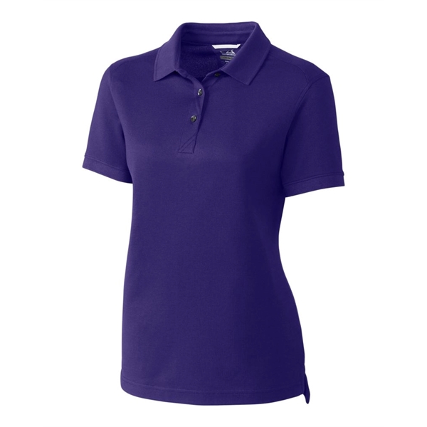 Women's polo with short sleeves, UPF 35+ protection, moisture-wicking performance, rib-knit... from ASI 47965 Cutter & Buck