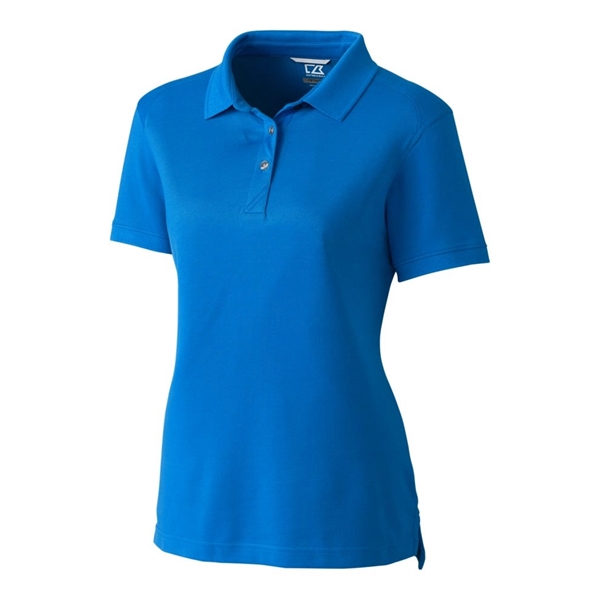Women's polo with short sleeves, UPF 35+ protection, moisture-wicking performance, rib-knit... from ASI 47965 Cutter & Buck