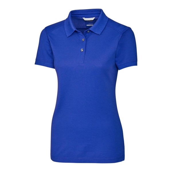 Women's polo with short sleeves, UPF 35+ protection, moisture-wicking performance, rib-knit... from ASI 47965 Cutter & Buck