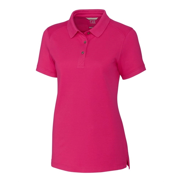 Women's polo with short sleeves, UPF 35+ protection, moisture-wicking performance, rib-knit... from ASI 47965 Cutter & Buck