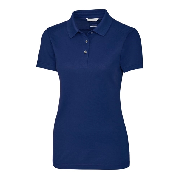 Women's polo with short sleeves, UPF 35+ protection, moisture-wicking performance, rib-knit... from ASI 47965 Cutter & Buck