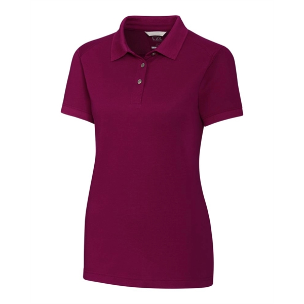 Women's polo with short sleeves, UPF 35+ protection, moisture-wicking performance, rib-knit... from ASI 47965 Cutter & Buck