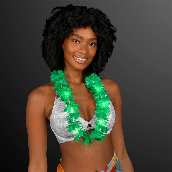 LED Light Up Flashing Hawaiian Flower Lei Party Necklaces, Blank Stock... from ASI 34194 ALightPromos / Alight Promotional Products