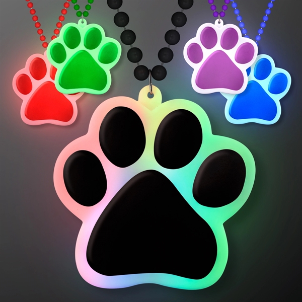 Blank or imprinted. Light Up Paw Print Necklace... from ASI 34194 ALightPromos / Alight Promotional Products