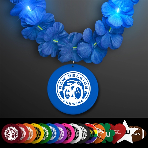 Light Up Blue Lei with Medallion, Imprinted Medallion Pricing... from ASI 34194 ALightPromos / Alight Promotional Products