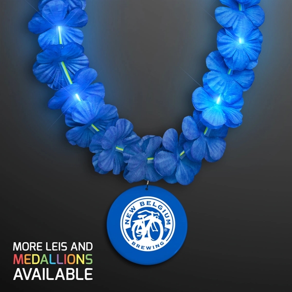Light Up Blue Lei with Medallion, Imprinted Medallion Pricing... from ASI 34194 ALightPromos / Alight Promotional Products