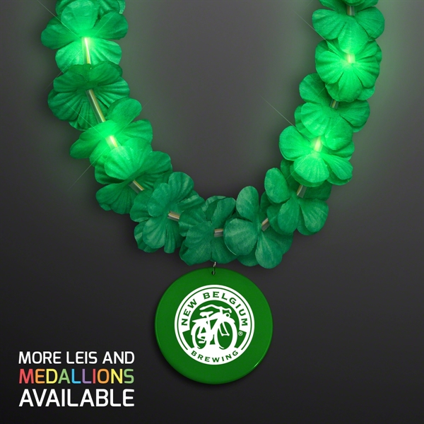 Light Up Green Lei with Medallion, Imprinted Medallion Pricing... from ASI 34194 ALightPromos / Alight Promotional Products