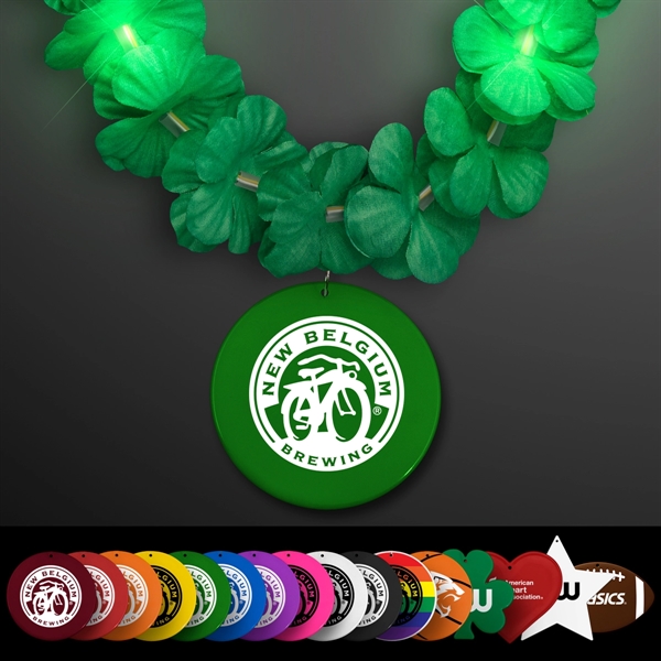 Light Up Green Lei with Medallion, Imprinted Medallion Pricing... from ASI 34194 ALightPromos / Alight Promotional Products
