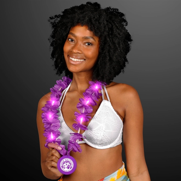 Light Up Purple Lei with Medallion, Imprinted Medallion Pricing... from ASI 34194 ALightPromos / Alight Promotional Products